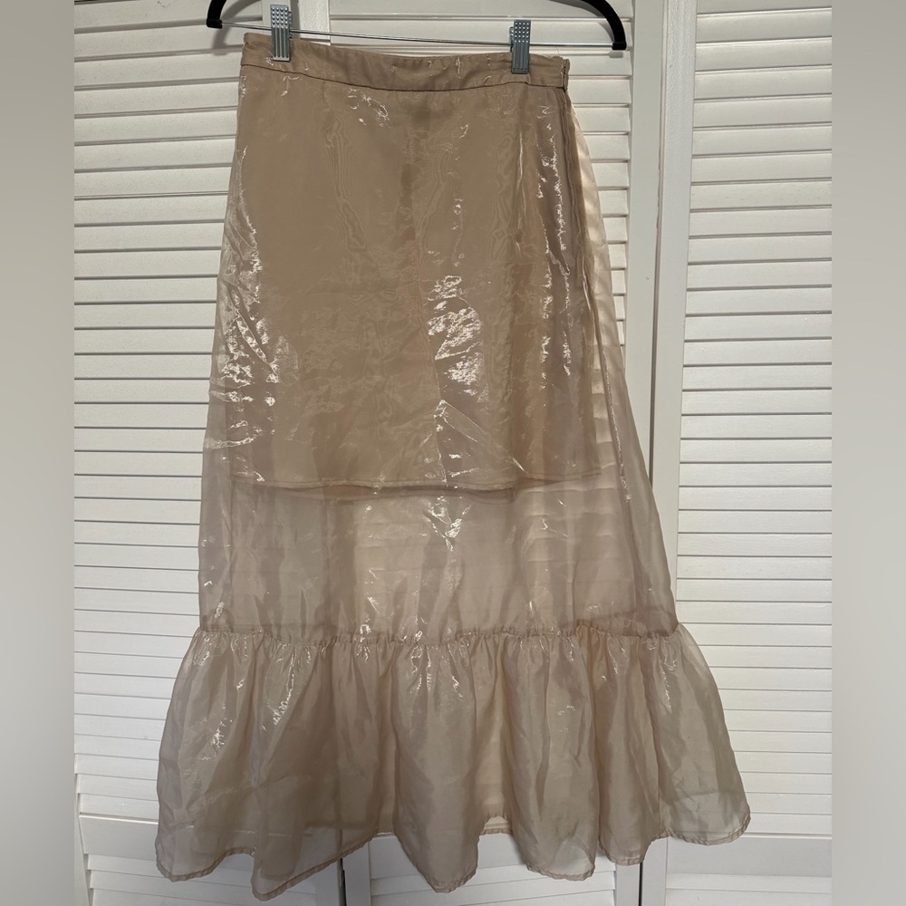 Anthropologie Shimmering Beige Skirt Tulle Size 6